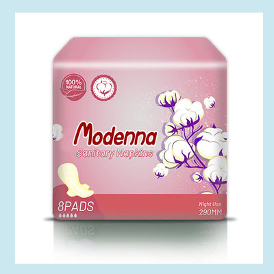 Comodidad Oem Suavidad Uso nocturno Mujeres Acolchaderas sanitarias de algodón natural Acolchaderas sanitarias Ultra delgadas para mujer